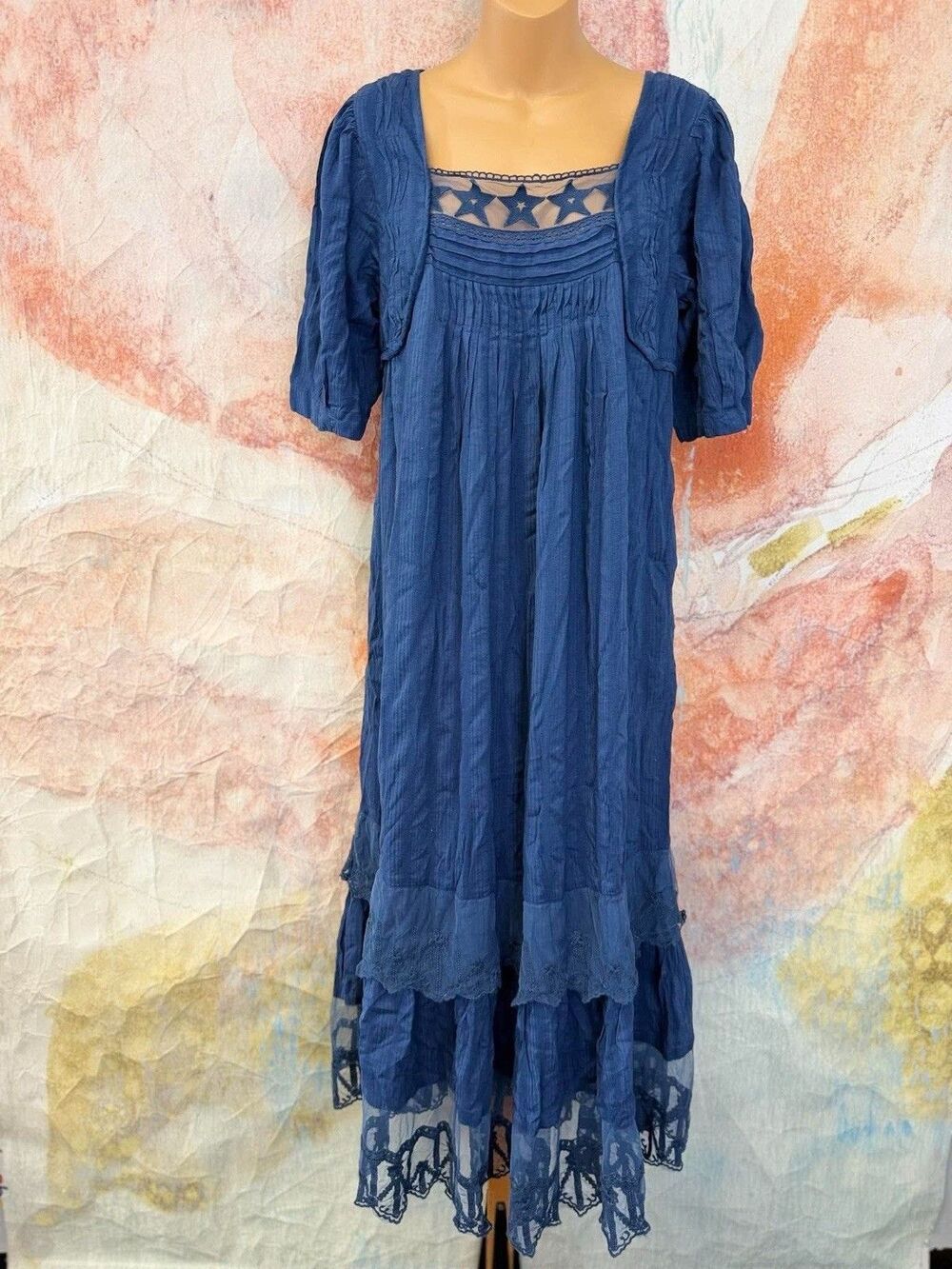 Free People Bohemian Cottage Americana Star Lace Calder Midi Dress - Picture 5 of 8
